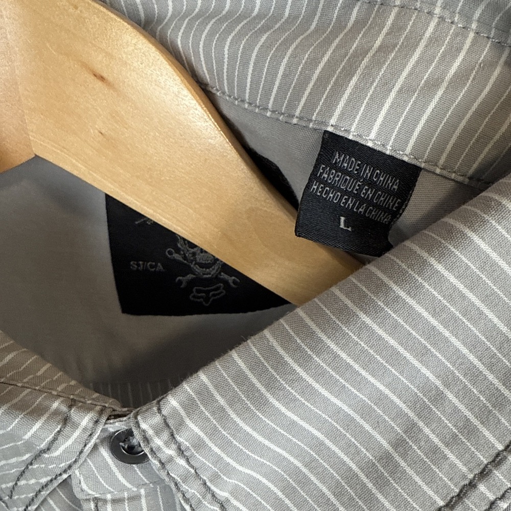 Fox Racing‎ Night Grooves Long Sleeve Woven Shirt Men's Size Large Gray Striped - Picture 9 of 9